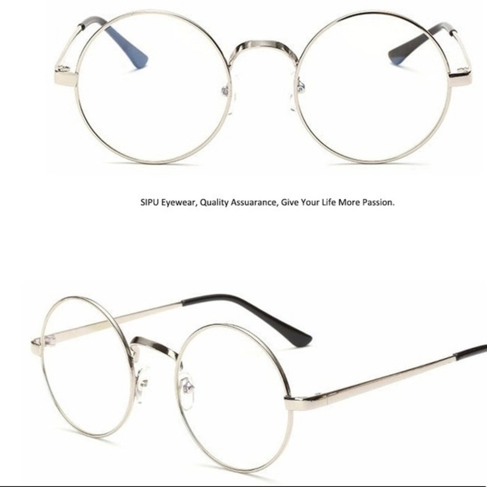 NWT VSCO Silver Rimmed Clear Round Glasses Trendy - Picture 4 of 6